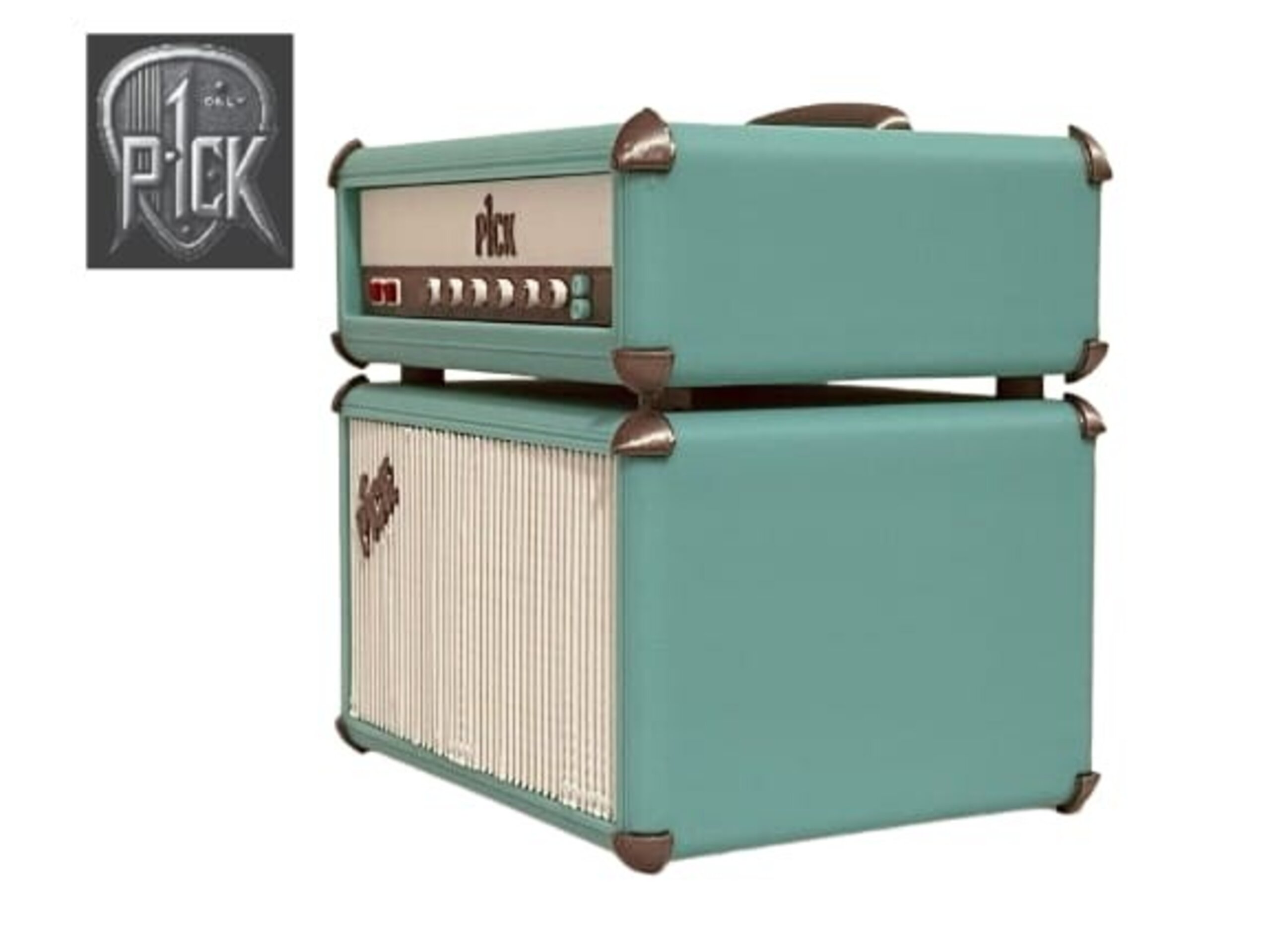 PORTAPÚAS CON LED ESTILO AMPLIFICADOR VERDE AZULADO PANEL BLANCO - 2