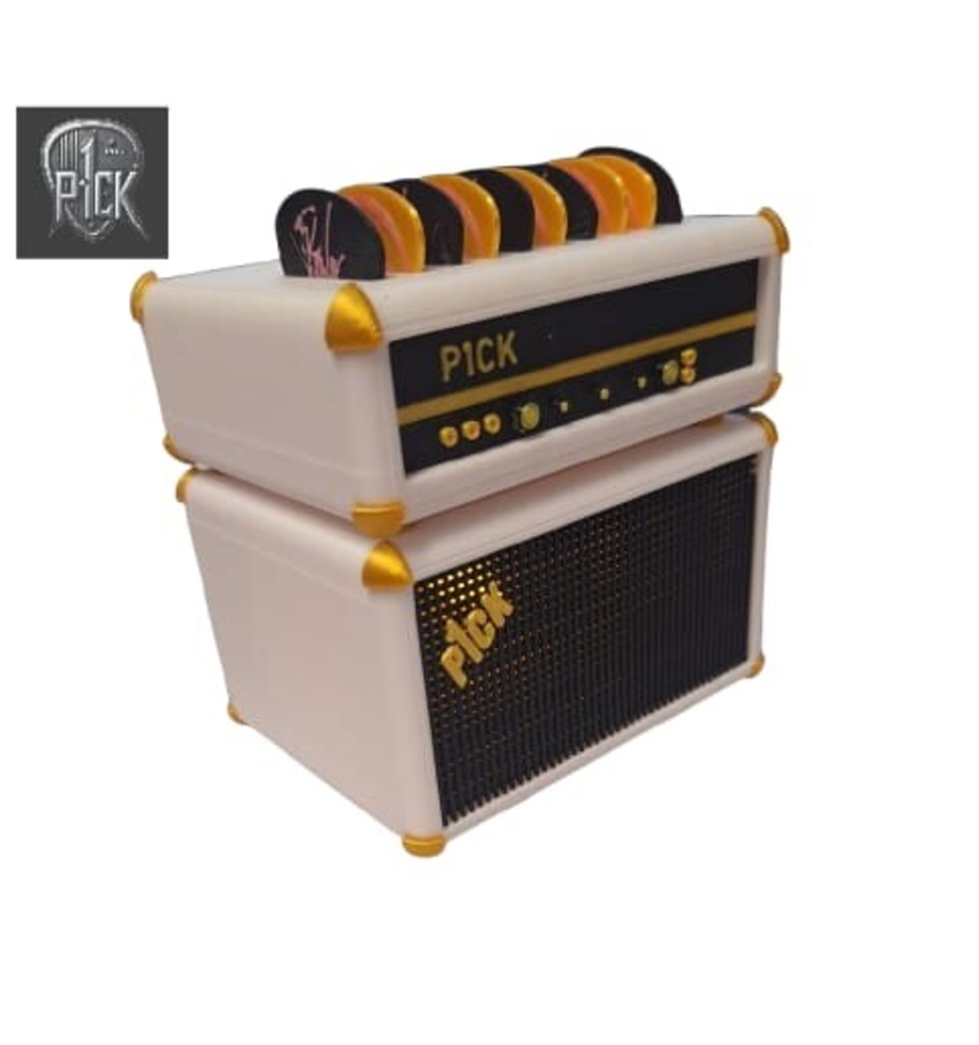 PORTAPÚAS CON LED ESTILO AMPLIFICADOR BLANCO/ NEGRO DORADO - 4