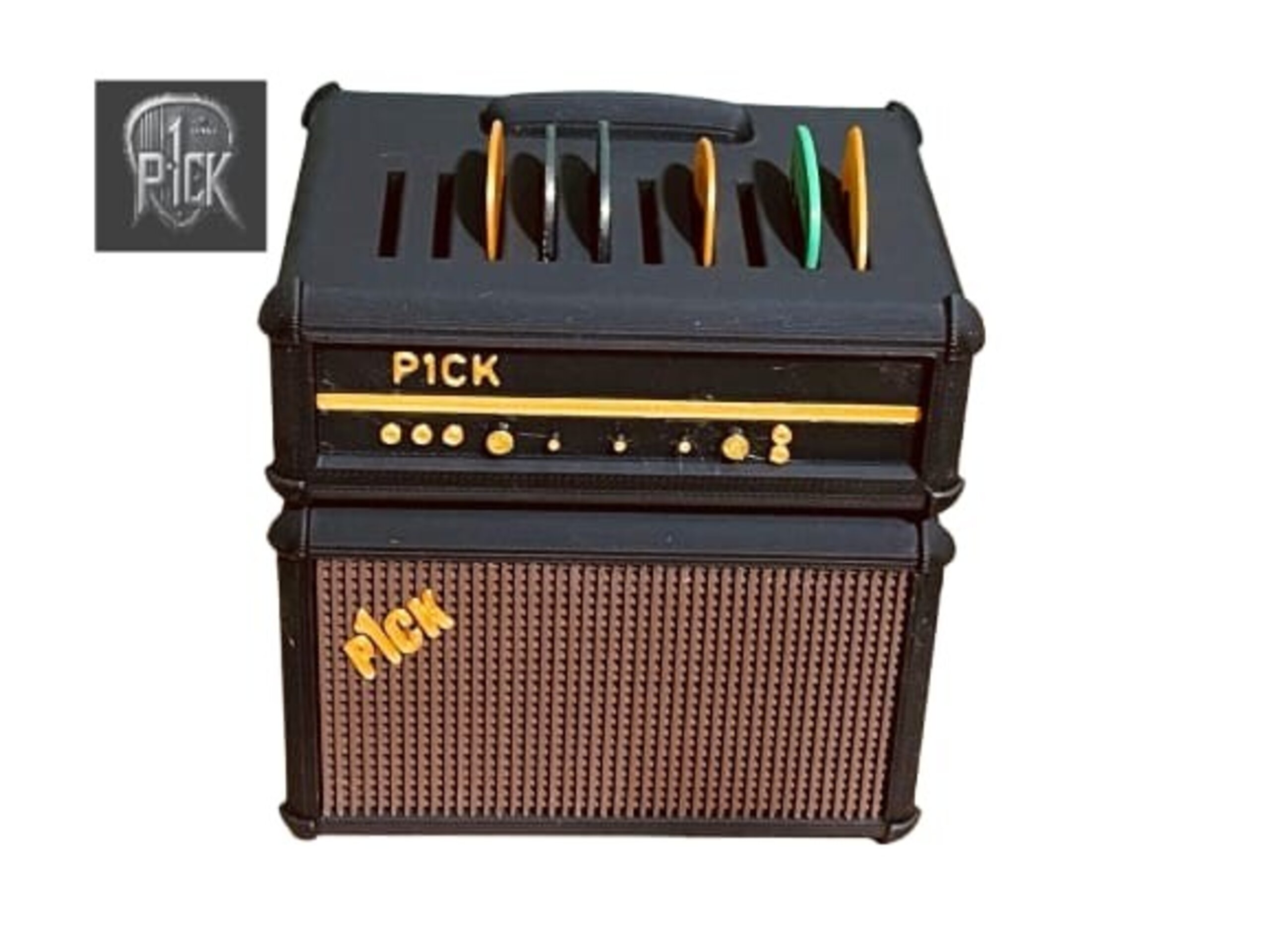 PORTAPÚAS CON LED ESTILO AMPLIFICADOR NEGRO DORADO MARRÓN - 3