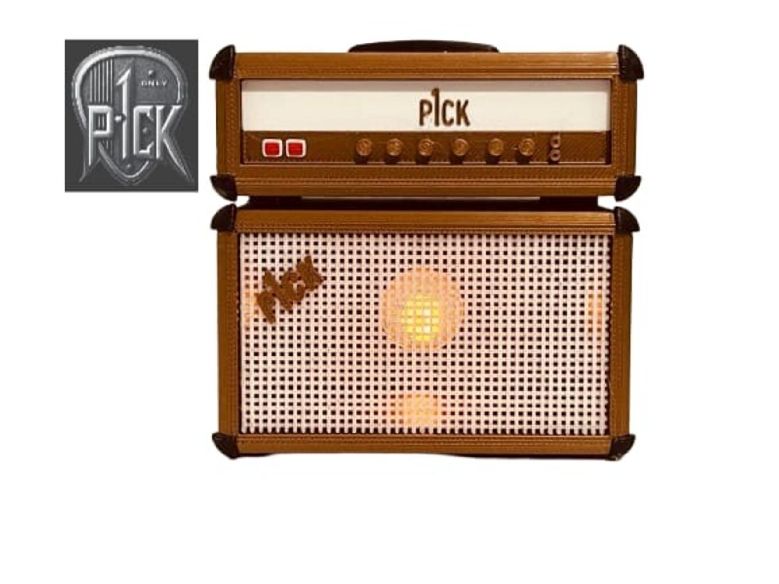 PORTAPÚAS CON LED ESTILO AMPLIFICADOR MARRON / PANEL BLANCO - 3