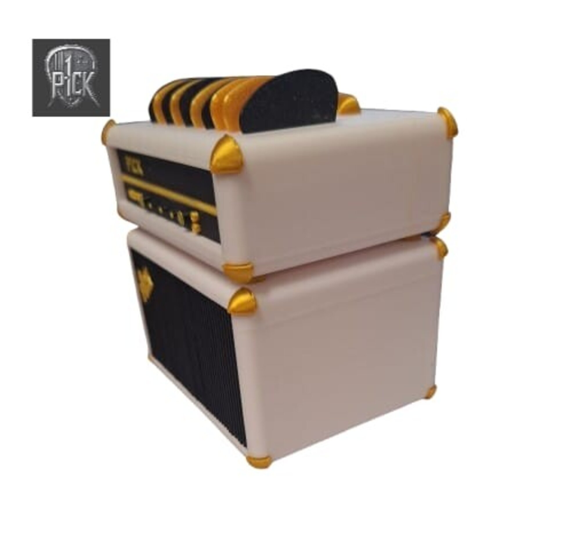 PORTAPÚAS CON LED ESTILO AMPLIFICADOR BLANCO/ NEGRO DORADO - 2