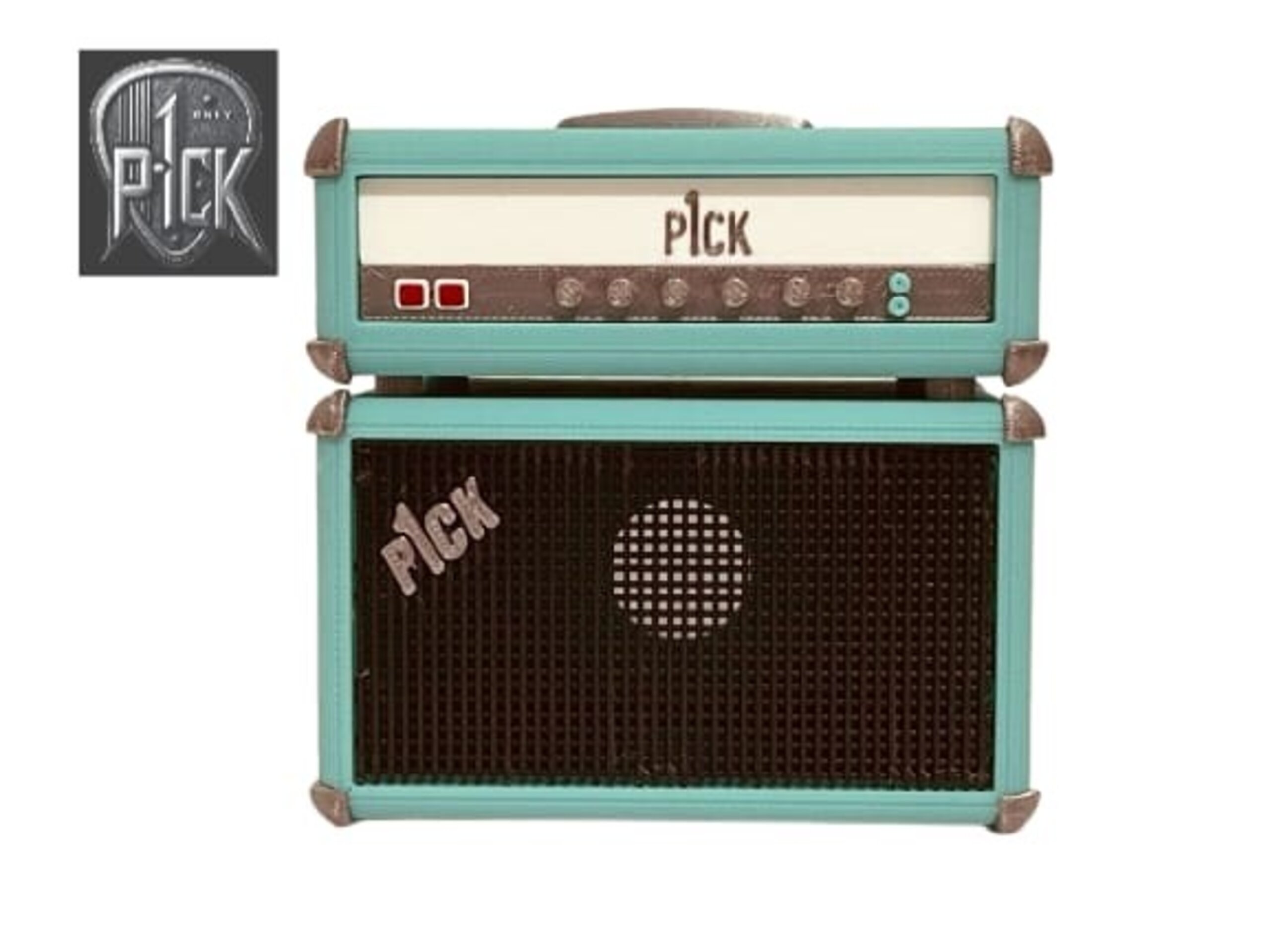 PORTAPÚAS CON LED ESTILO AMPLIFICADOR VERDE AZULADO PANEL NEGRO - 2