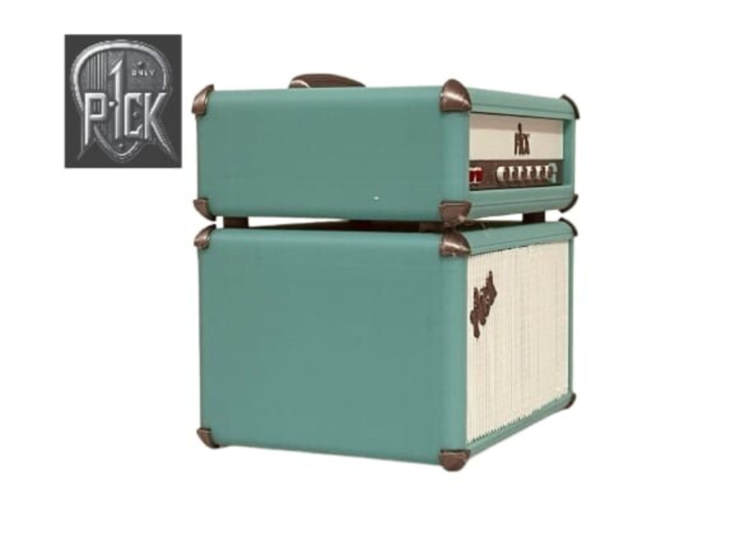 PORTAPÚAS CON LED ESTILO AMPLIFICADOR VERDE AZULADO PANEL BLANCO - 4