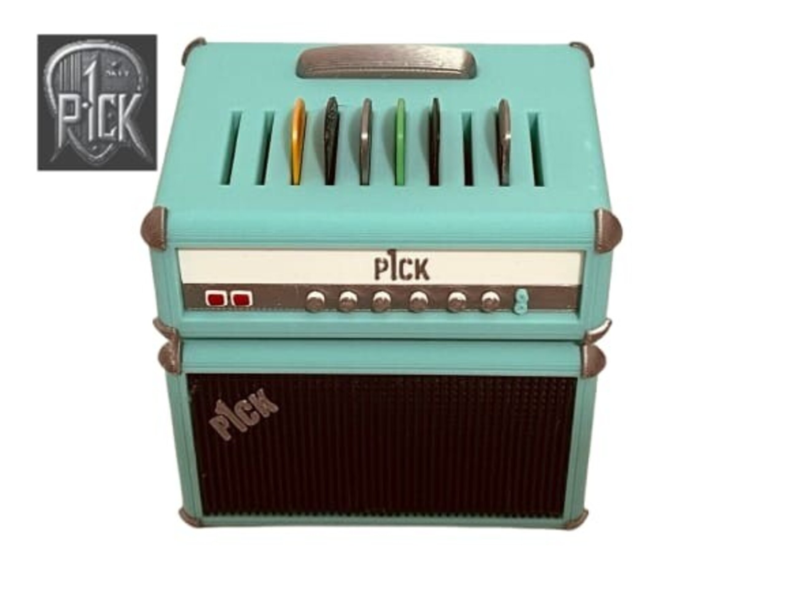 PORTAPÚAS CON LED ESTILO AMPLIFICADOR VERDE AZULADO PANEL NEGRO - 3