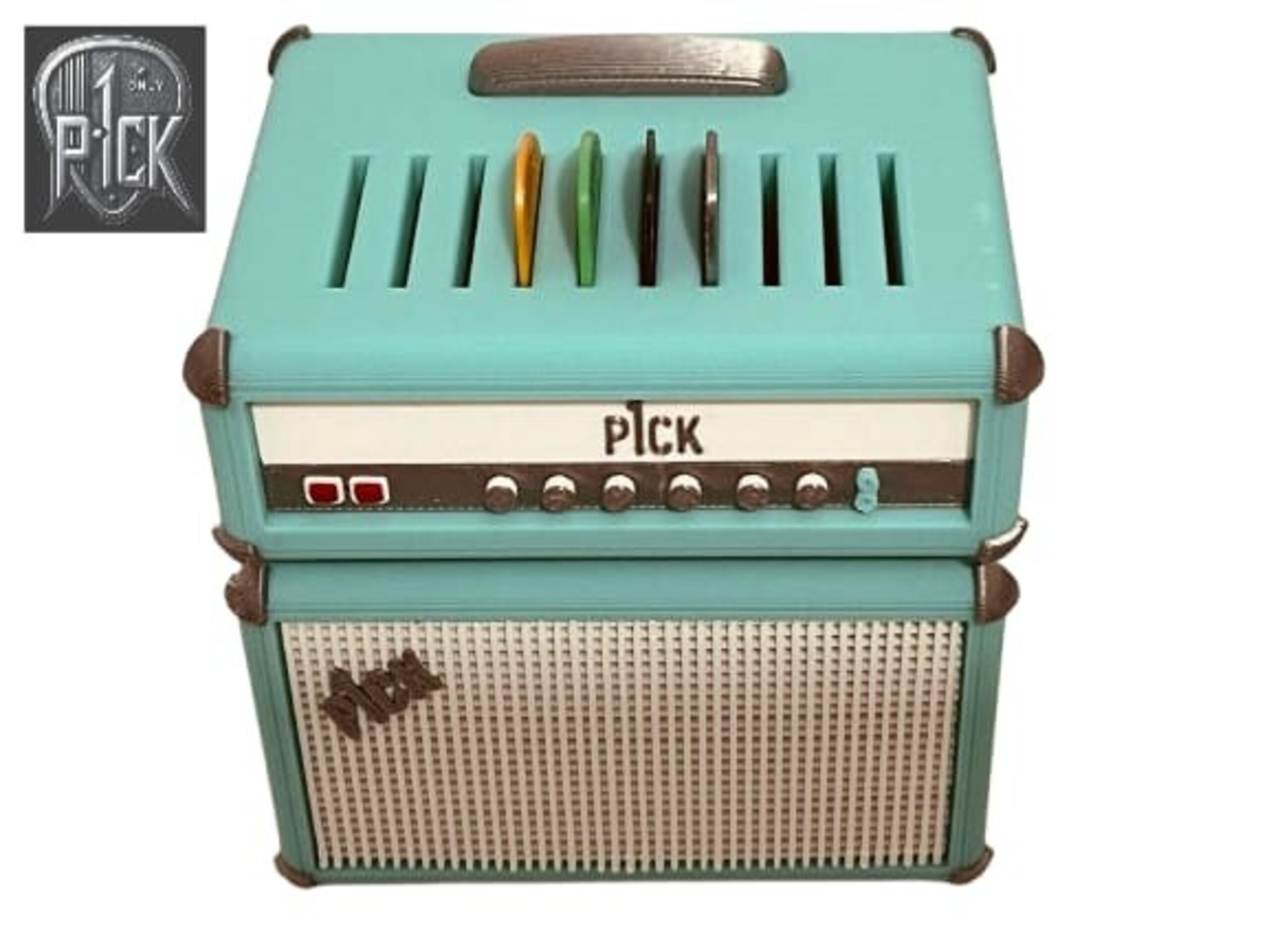 PORTAPÚAS CON LED ESTILO AMPLIFICADOR VERDE AZULADO PANEL BLANCO - 3