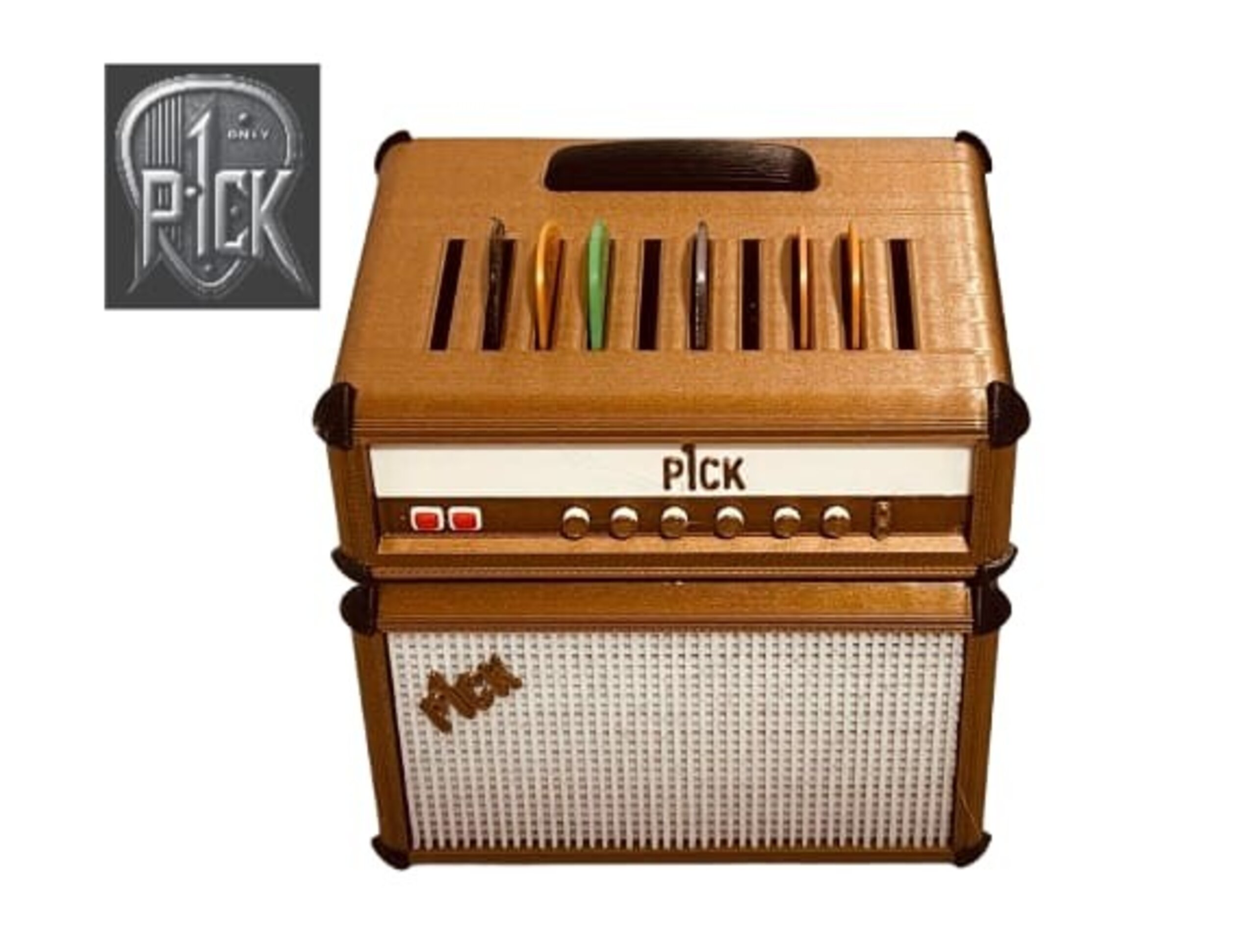 PORTAPÚAS CON LED ESTILO AMPLIFICADOR MARRON / PANEL BLANCO - 4